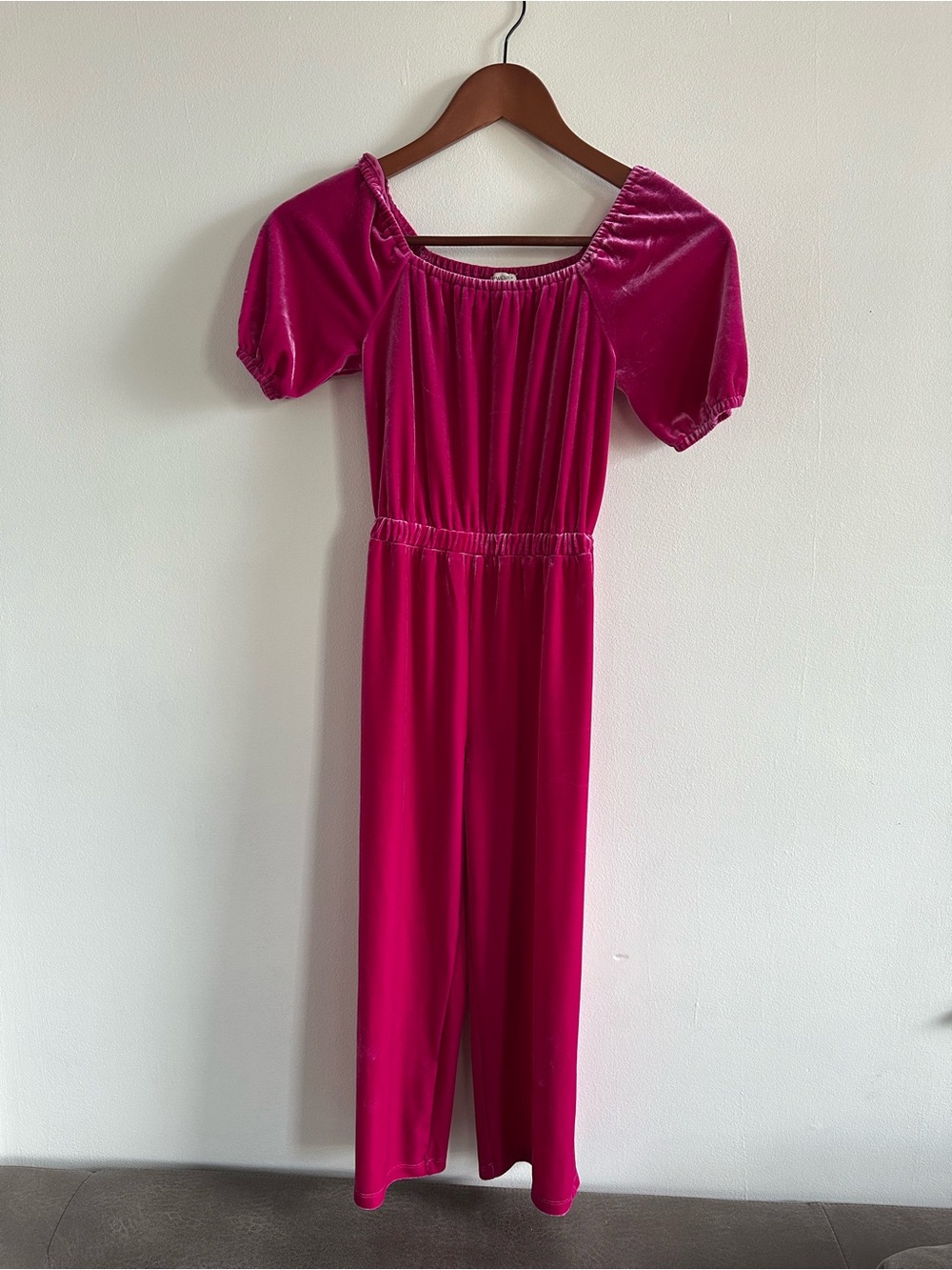 Crewcuts Fuchsia Velvet Jumpsuit Girls Size 7